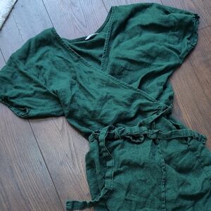 Linenfox Forest Green Wrap Dress